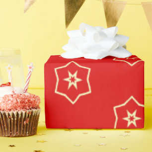 Rotes und goldenes Ornamentdesign Geschenkpapier
