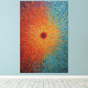 Rotes und goldenes Sonnenburst mit blauen Tönen Ab Leinwanddruck