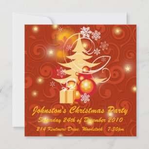 Rotes und goldenes Weihnachtsfest - Party Einladung