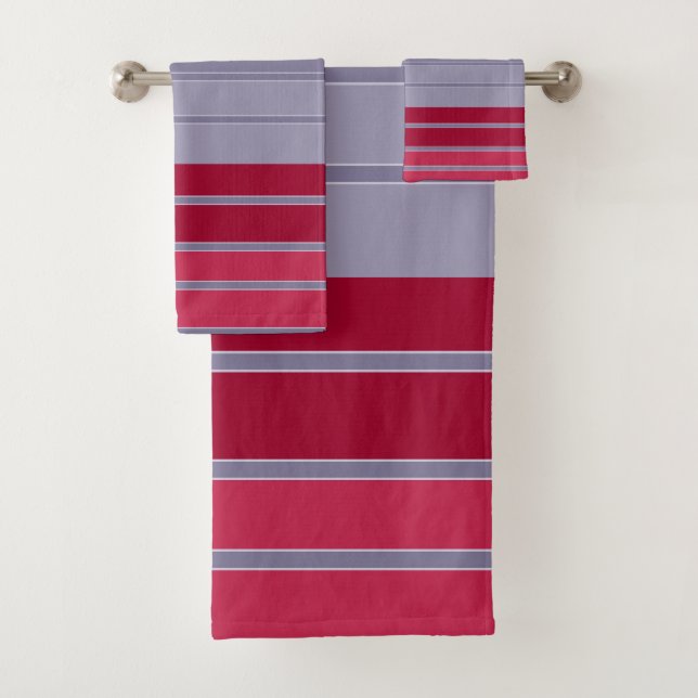 Rotes und graues einfaches Muster Badhandtuch Set (Insitu)