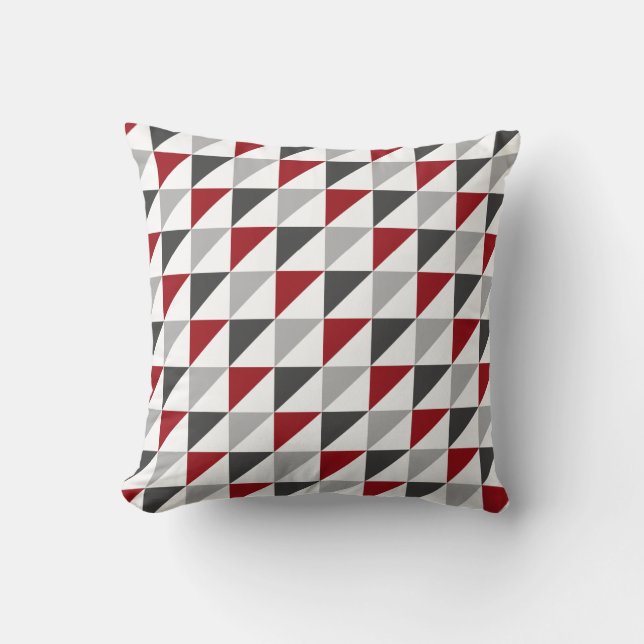 Rotes und graues geometrisches Wurfs-Kissen Kissen (Vorderseite)
