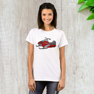 Rotes und graues Schneemobil T-Shirt