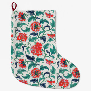 Rotes und grünes Blumenmuster Großer Weihnachtsstrumpf