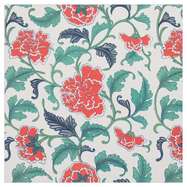Rotes und grünes Blumenmuster Stoff (Muster)
