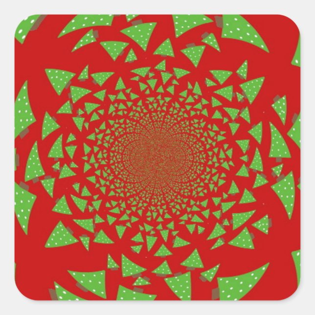 Rotes und grünes Fraktal Quadratischer Aufkleber (Vorderseite)