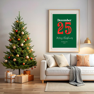 Rotes und grünes Frohe Weihnachten Familien-Homede Poster