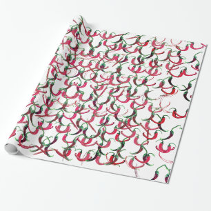 Rotes und grünes, heißes Paprikaschoten-Packpapi Geschenkpapier