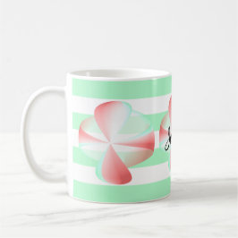 Rotes und grünes Kreissmuster mit grünen Streifen Kaffeetasse