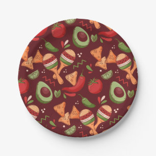 Rotes und grünes mexikanisches Essen Pappteller