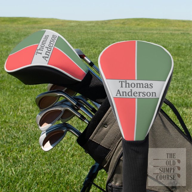Rotes und grünes Minimalistisches Design Golf Headcover (Von Creator hochgeladen)