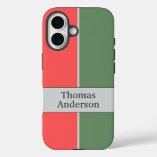 Rotes und grünes minimalistisches Design iPhone 16 Hülle