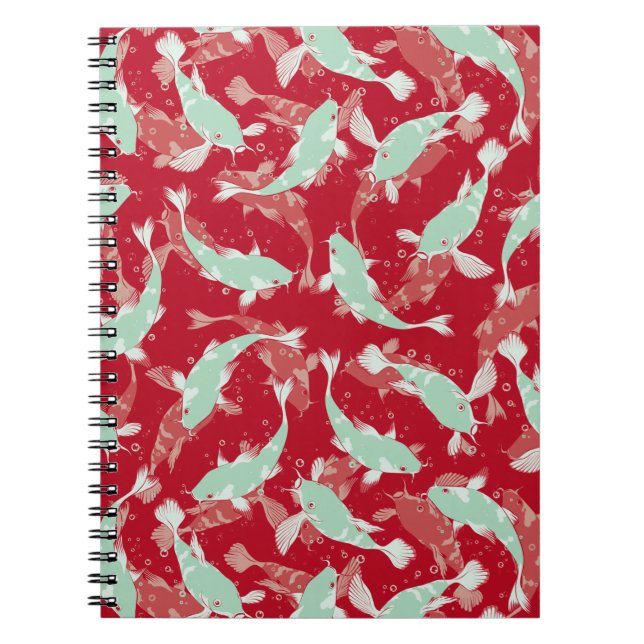 Rotes und grünes Muster - Koi Fish Notizblock (Vorderseite)