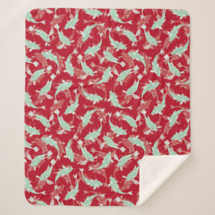 Rotes und grünes Muster - Koi Fish Sherpadecke