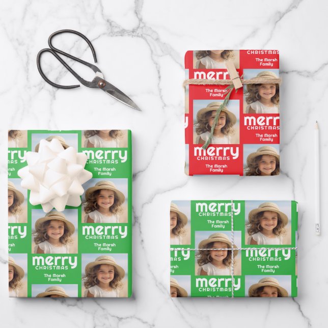 Rotes und grünes Weihnachtsgebäck mit Whimsikart-F Geschenkpapier Set (Vorderseite)