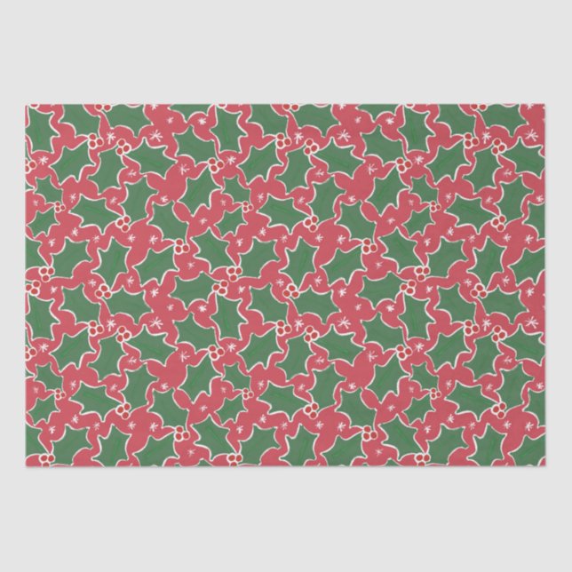 Rotes und grünes Weihnachtszettel Seidenpapier (Vorderseite)