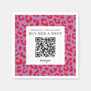 Rotes und lila girly Leopardenprint Junggesellinne Serviette