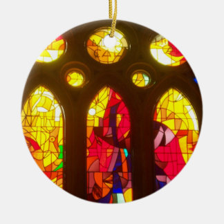 Rotes und orange Buntglas Keramikornament