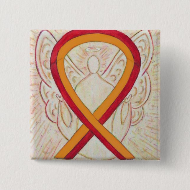 Rotes und orangefarbenes Button zur Sensibilisieru (Vorderseite)