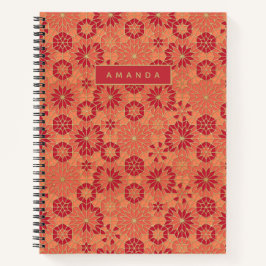 Rotes und orangefarbenes Muster Notizbuch
