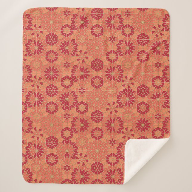 Rotes und orangefarbenes Muster Sherpadecke (Vorderseite)