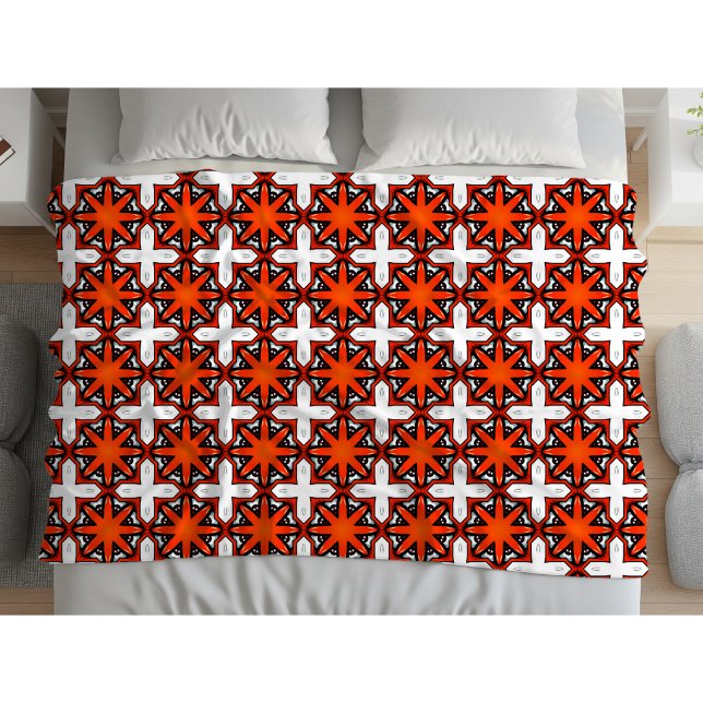 Rotes und oranges geometrisches Muster  Fleecedecke (Von Creator hochgeladen)