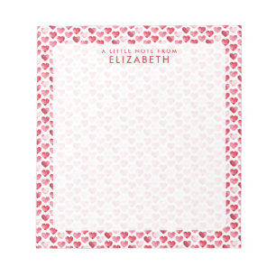 Rotes und rosa Aquarell-Herz Notizblock