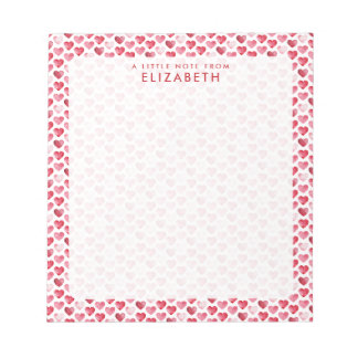 Rotes und rosa Aquarell-Herz Notizblock