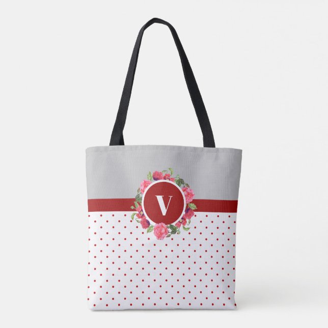 Rotes und rosa Blumenkraut Tasche (Rückseite)
