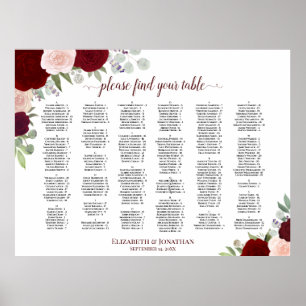 Rotes und rosa Boho Rose Alphabetisches Seekartend Poster