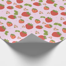 Rotes und rosa Erdbeermuster-Geschenkpapier