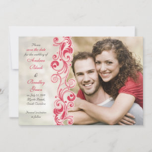 Rotes und rosa Foto Save the Date Karte
