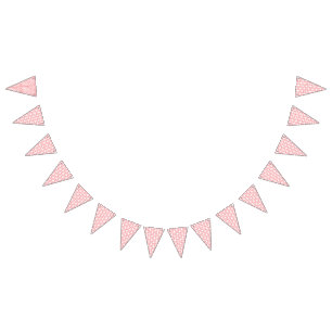 Rotes und rosa Geschenkpapier mit einem sich wiede Wimpelkette