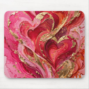 Rotes und rosa-goldenes Wirbel-Abstrakt-Mauspad Mousepad