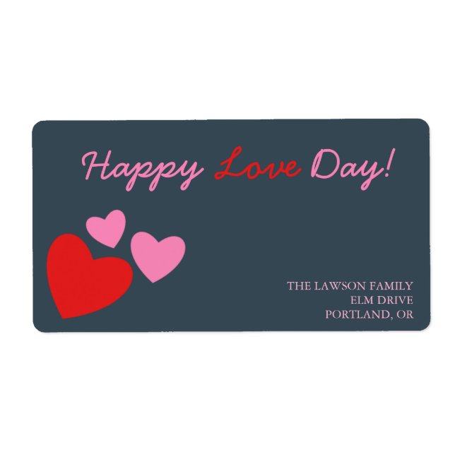 Rotes und rosa Herz - Valentin Tageslabel (Vorne)