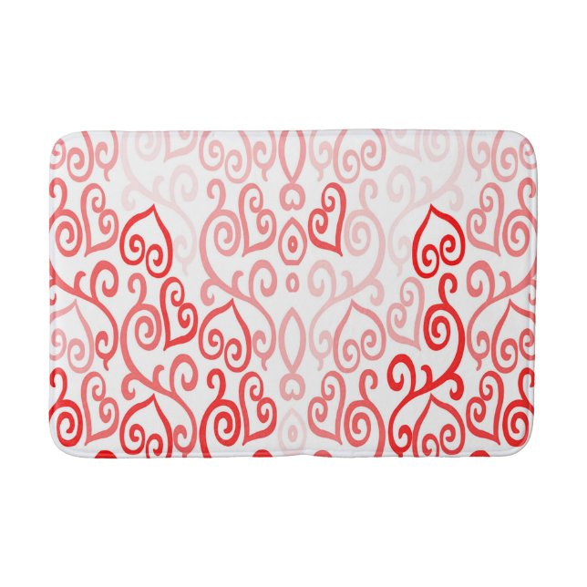 Rotes und rosa Herzmuster Badematte (Vorderseite)