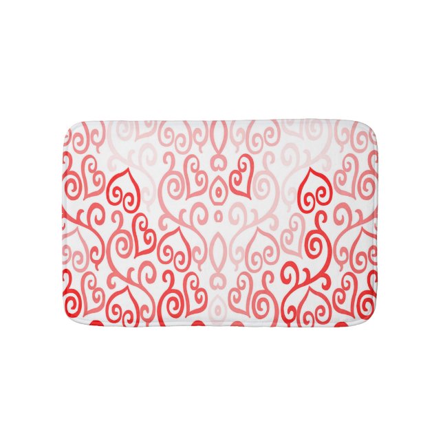Rotes und rosa Herzmuster Badematte (Vorderseite)