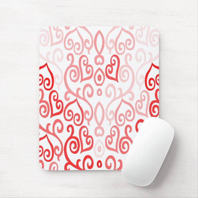 Rotes und rosa Herzmuster Mousepad (Mit Mouse)