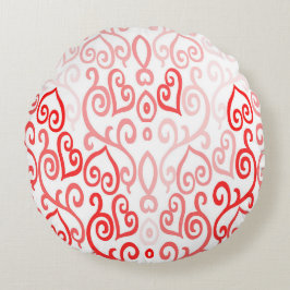 Rotes und rosa Herzmuster Rundes Kissen