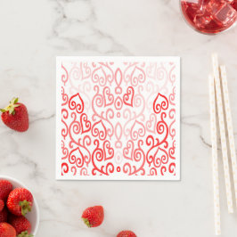 Rotes und rosa Herzmuster Serviette