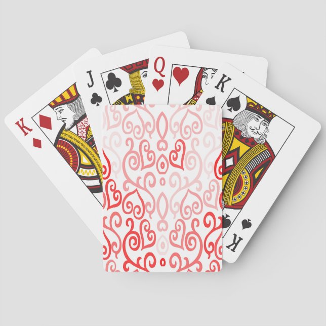 Rotes und rosa Herzmuster Spielkarten (Rückseite)
