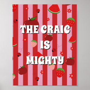 Rotes und rosa irisches Poster The craic is mighty