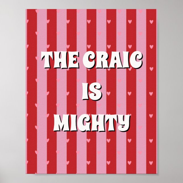 Rotes und rosa irisches Poster The craic is mighty (Vorne)