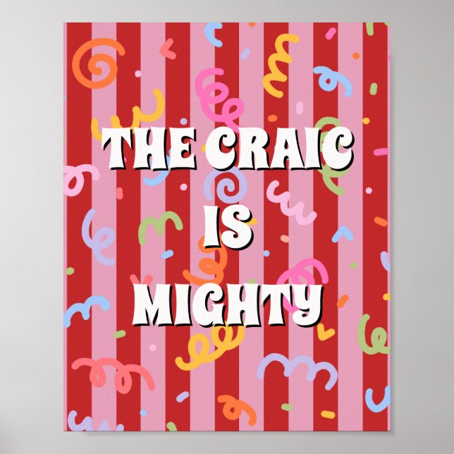 Rotes und rosa irisches Poster The craic is mighty (Vorne)