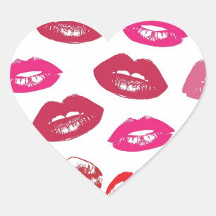 Rotes und rosa Lippenmuster Herz-Aufkleber