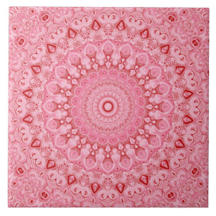 Rotes und Rosa Mandala-Musterdesign Fliese