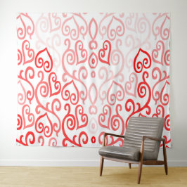 Rotes und rosa Ombre Herz Wandteppich