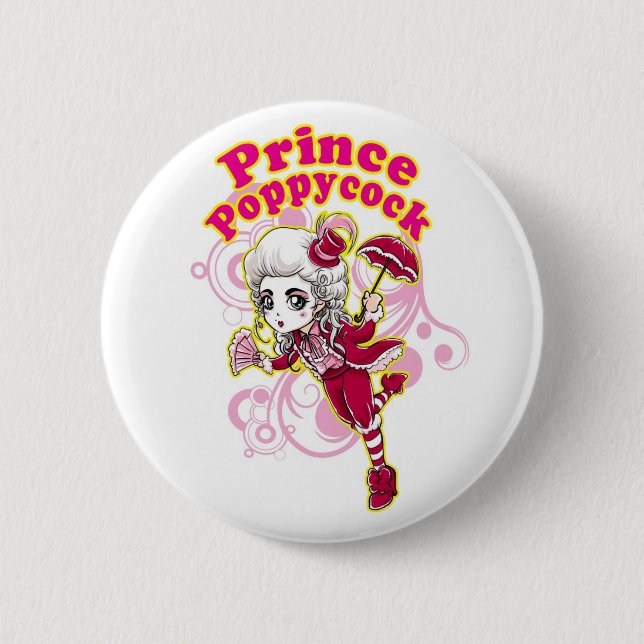 Rotes und rosa Poppycock Button (Vorderseite)