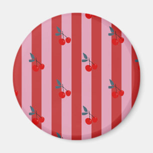 Rotes und rosa Streifendesign mit Kirschen Magnet
