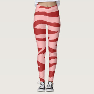 Rotes und rosa Zebra-Wildtiermuster Leggings
