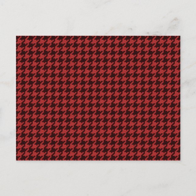 Rotes und Schwarz Texturiertes Hahnentrittmuster M Postkarte (Vorderseite)
